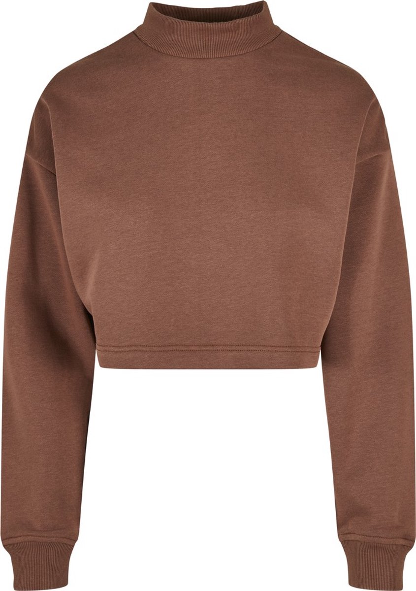 Urban Classics Oversized Sweat High Neck Crew bark Crop Sweater/Trui XL Bruin