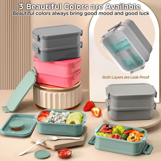 Grote Lunchbox - Lekproof - 2130 ml - BPA-vrij - 3 lagen | bol