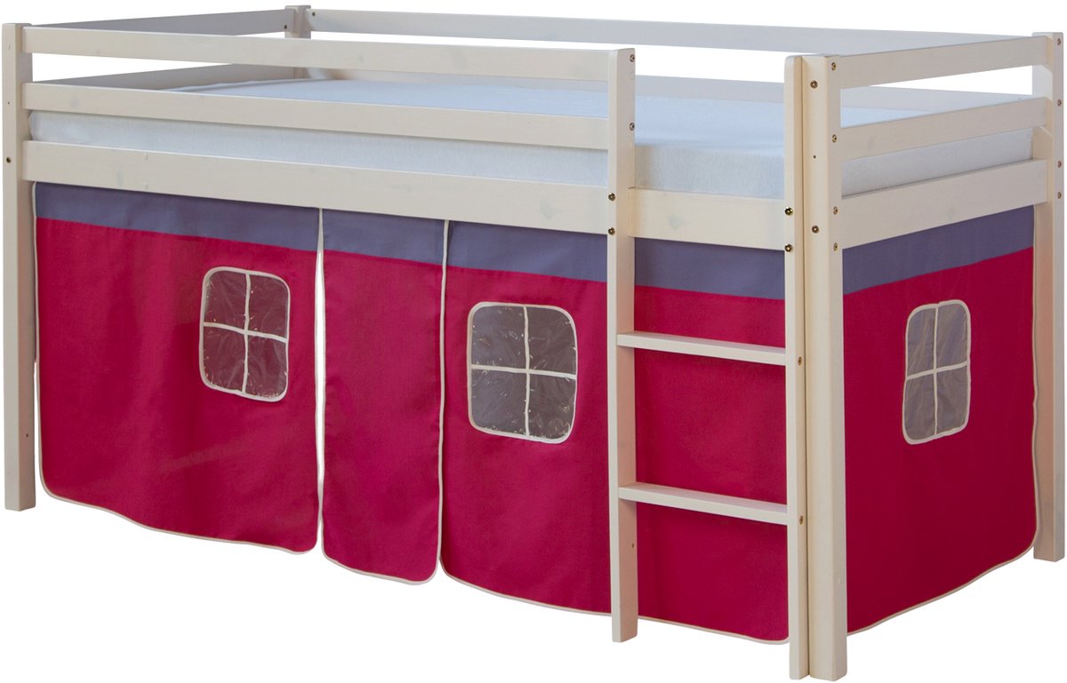 Homestyle4u Hoogslaper - 90x200 cm - Roze - Ladder
