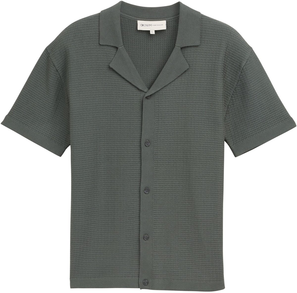 Tom Tailor Denim - Gebreide polo met korte mouwen - Maat XS - washed jasper green