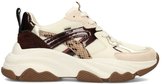 POSH by Poelman GIGI Dames Sneakers - Bruin Met Beige