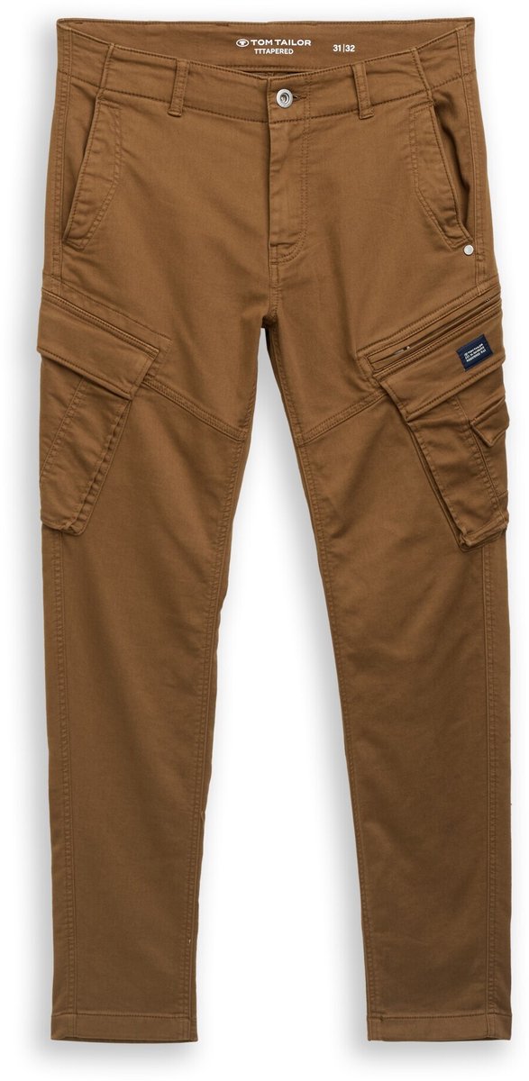 Tom Tailor - Tapered cargobroek met stretch - Maat 32/34 - dark palm