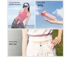 Krachtige handventilator met 5 snelheden - USB-oplaadbare mini ventilator voor onderweg in roze