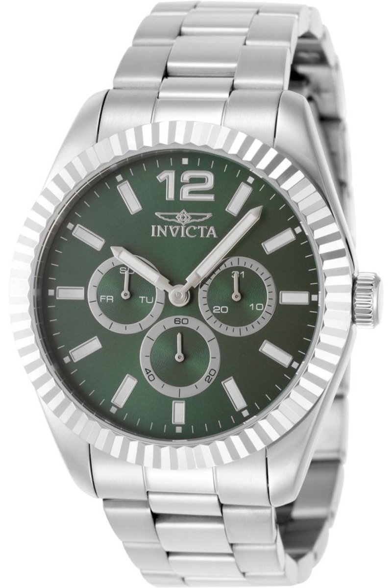 Invicta Specialty 49514 Heren Horloge - Waterdicht - Analoog - Quartz Uurwerk - Roestvrij Staal met groene Wijzerplaat - 43mm