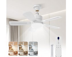 Dimbare Plafondventilator met Verlichting en Afstandsbediening voor Slaapkamer en Woonkamer