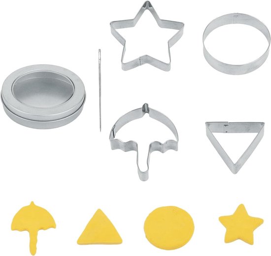 2 Set Rvs Cookie Cutters Koreaanse Suiker Snoep Maken Gereedschap Kerst Koekjes Mallen Paraplu Driehoek Ster Ronde Bakken Cake Mallen Inktvis Suiker Game Kit