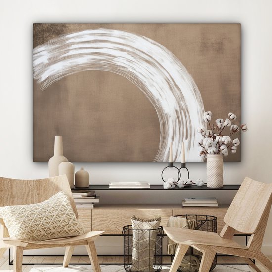 Peinture sur toile 120x80 cm - Peinture Décoration murale - Marron - Japandi - Décoration murale murale salon - Décoration chambre - Accessoires de chambre - Peintures sur toile