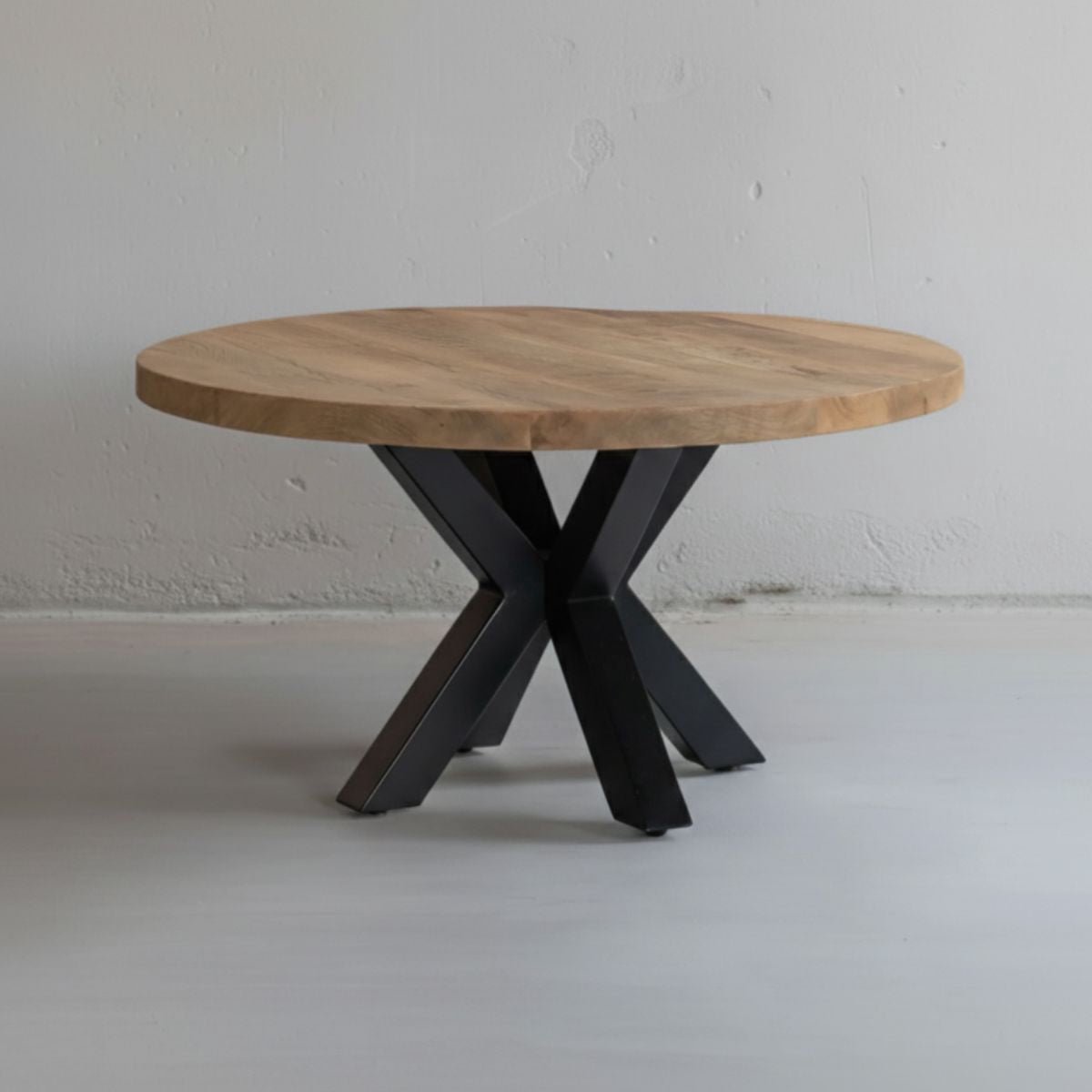 Mangohouten Salontafel Glendale 70 cm Mahom Industrieel - Kleine tafel van Mangohout & Metaal - Industriële Huiskamertafel
