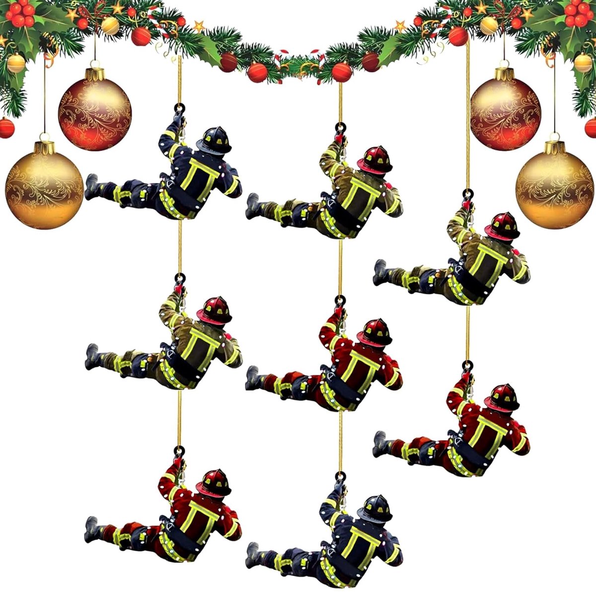 Kerstboomversiering: 8 acryl ornamenten in 2D voor kerstbomen, auto's & ramen - Trankielo.