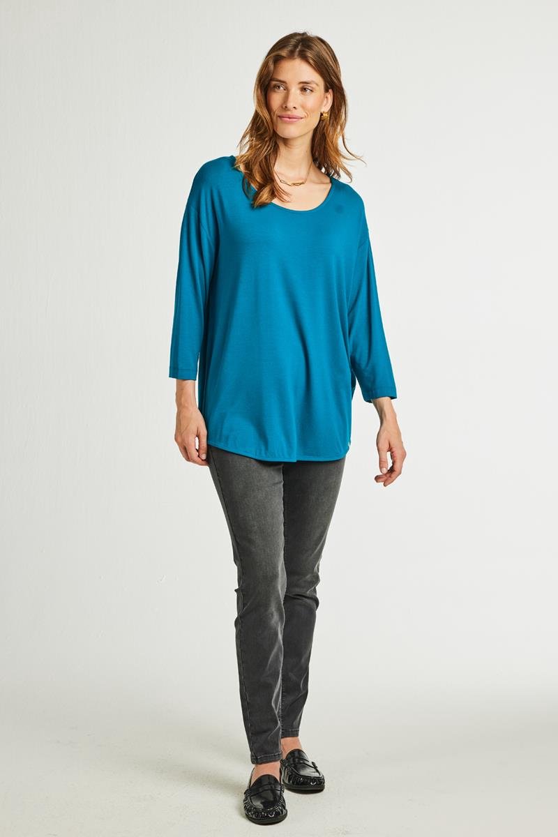 DIDI Dames Loose tee crew 3/4 sleeves Lagoon blue maat 46