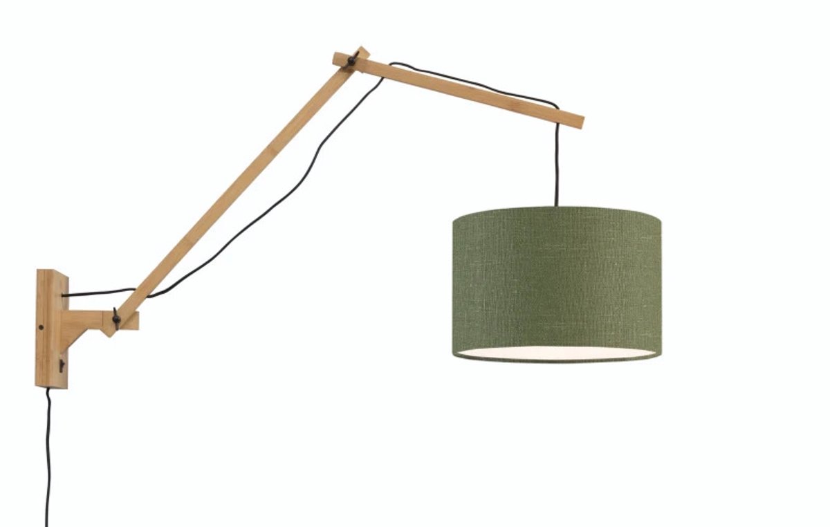 Good&Mojo Bamboe LED Wandlamp Andes | 1X E27 Max 40W | Green Forest