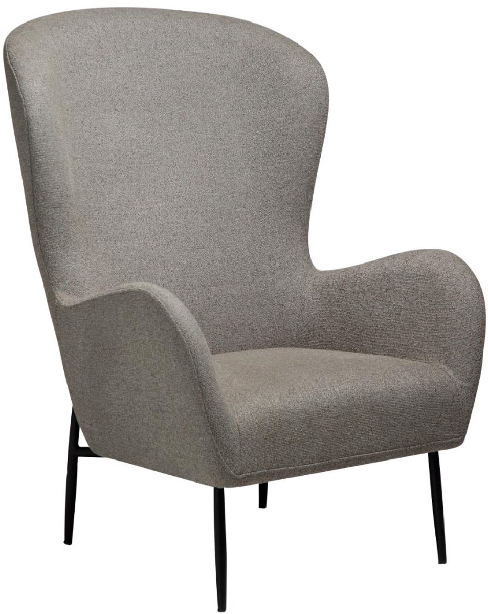 Glam Dan-Form fauteuil met armleuningen bouclé lichtbruin.