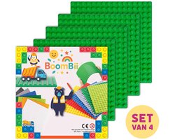 Bouwplaat groen - geschikt voor DUPLO - set van 4 bouwplaten - BoomBii