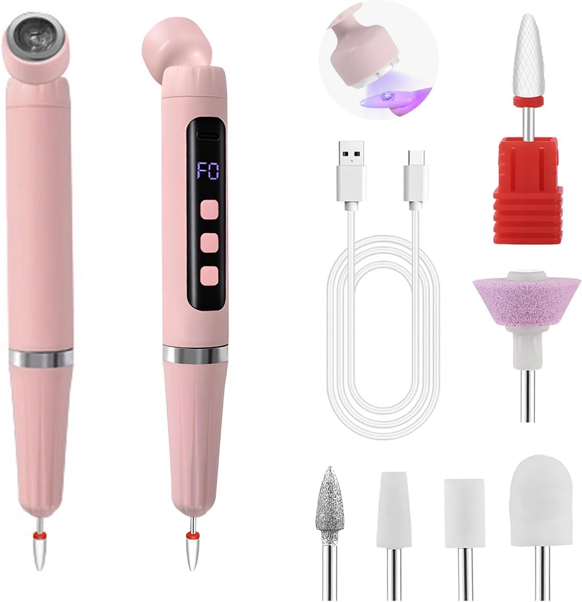 Professionele 2-in-1 Elektrische Nagelschuurmachine – Draadloos, 15.000 omw/min, Met LCD-Display voor Thuis en Salon