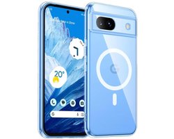 Hoesje Geschikt voor Google Pixel 8a - Compatibel met MagSafe - Hard Back Cover met Magneet - Transparant