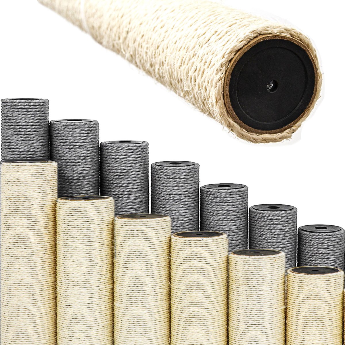 55 x 9,2 cm Sisal Stam voor Krabpaal M8 - Sisalpaal voor Kattenboom - Krab Bomen Onderdelen