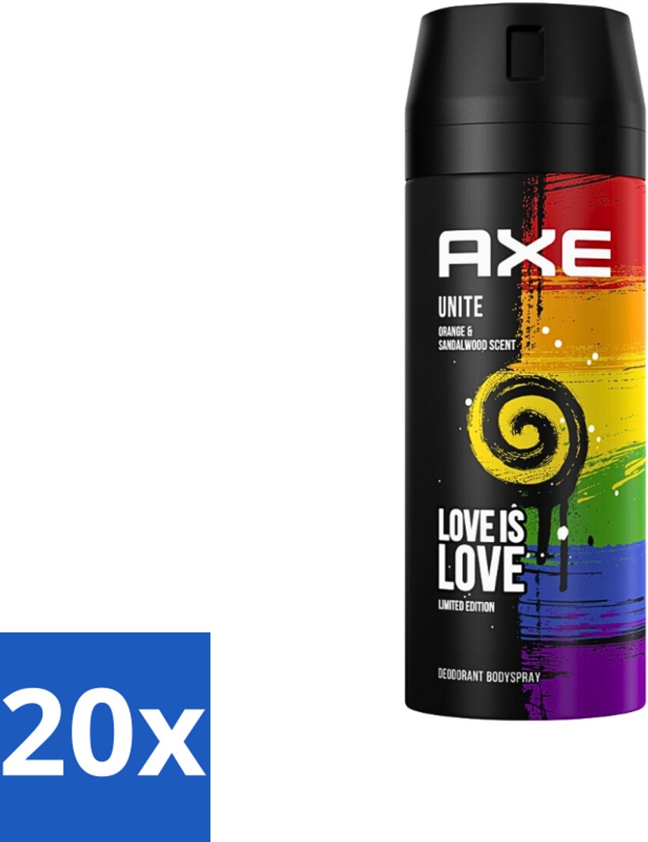 20 x AXE - Deodorant Spray - Unite - Verzorgend - Kruidige Geur - 150 ml - Deodorant Spray - Zweetvermindering - Geurneutralisatie - Frisheid - Zinktechnologie
