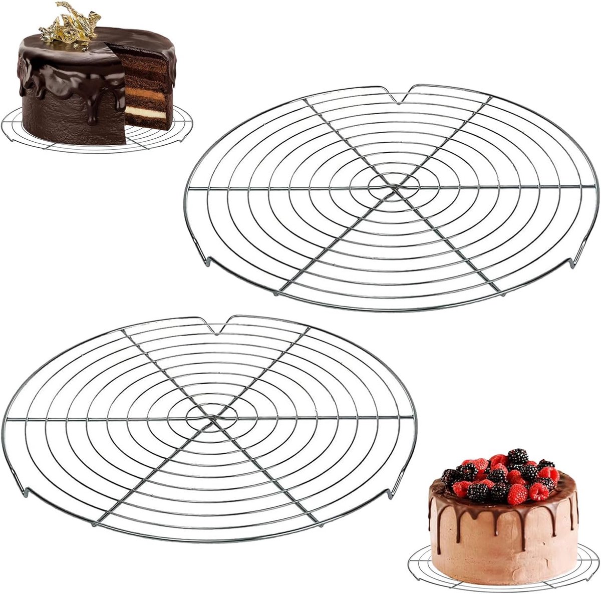Rond koelrooster set van 2 - 32 cm roestvrij staal
