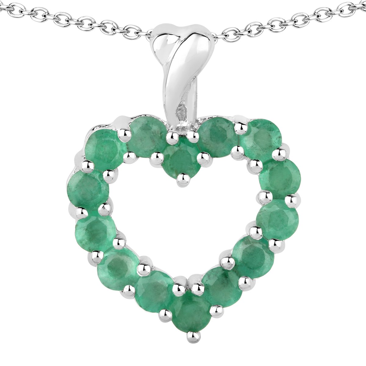 Vira Jewels Anhänger mit Kette 925 Sterling Silber rhodiniert Smaragd