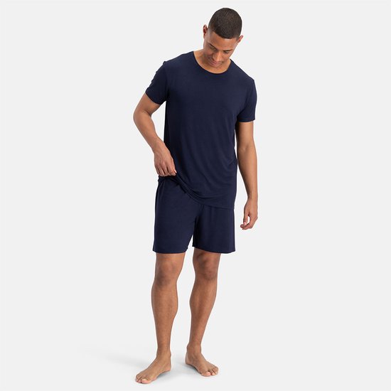 Bamboo Basics Pyjama Korte Broek Heren Nolan - Navy Pyjamaset - Maat L - Pyjama Set Heren Volwassenen - Pyjama Bamboe