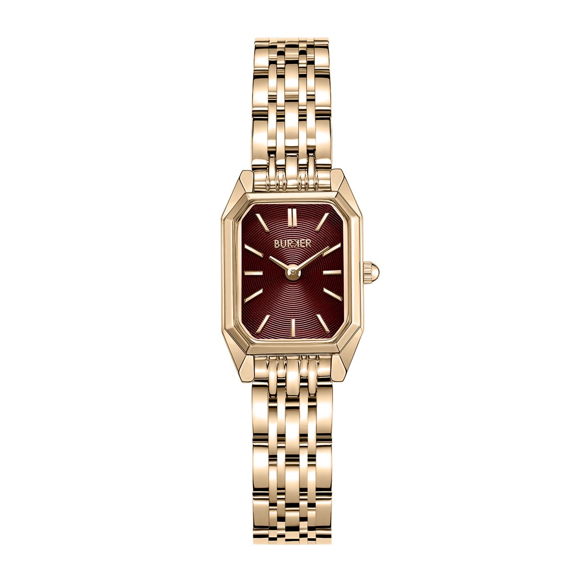 BURKER Isabell Petite Horloge Dames - Rechthoekig - Goud Burgundy - Schakelband - 29 mm