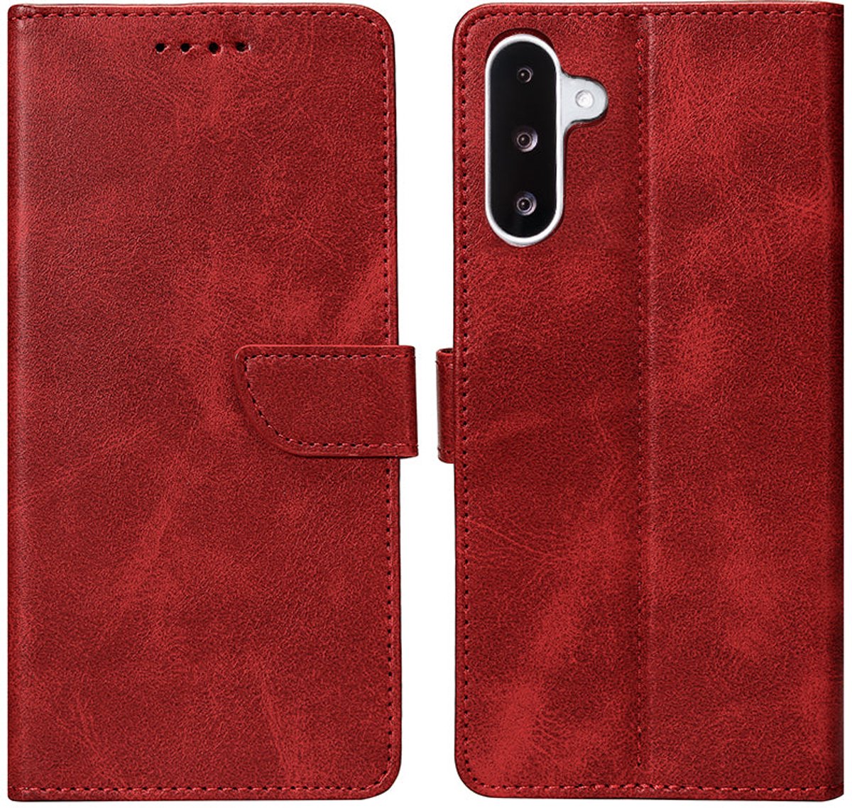 Rixus Bookcase For Samsung Galaxy A26, A17 Dark Red