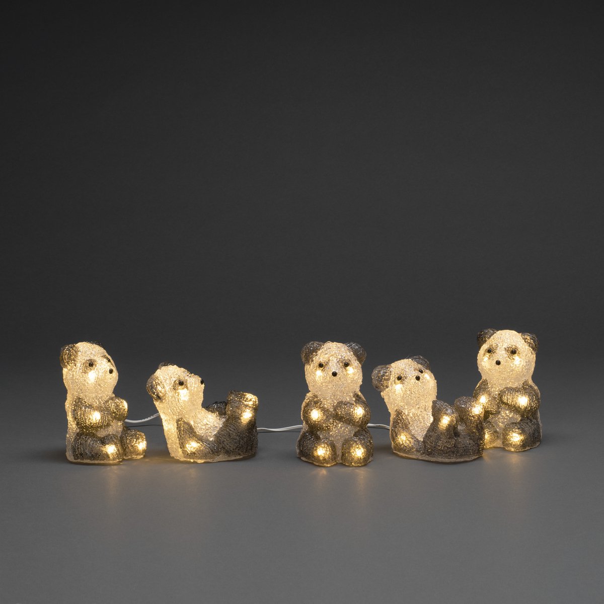 Konstsmide Verlichte pandaberen - 5x st - 8 x 11,5 cm - aan lichtsnoer - led lampjes - warm wit - dieren - kerstverlichting figuren – foto 2