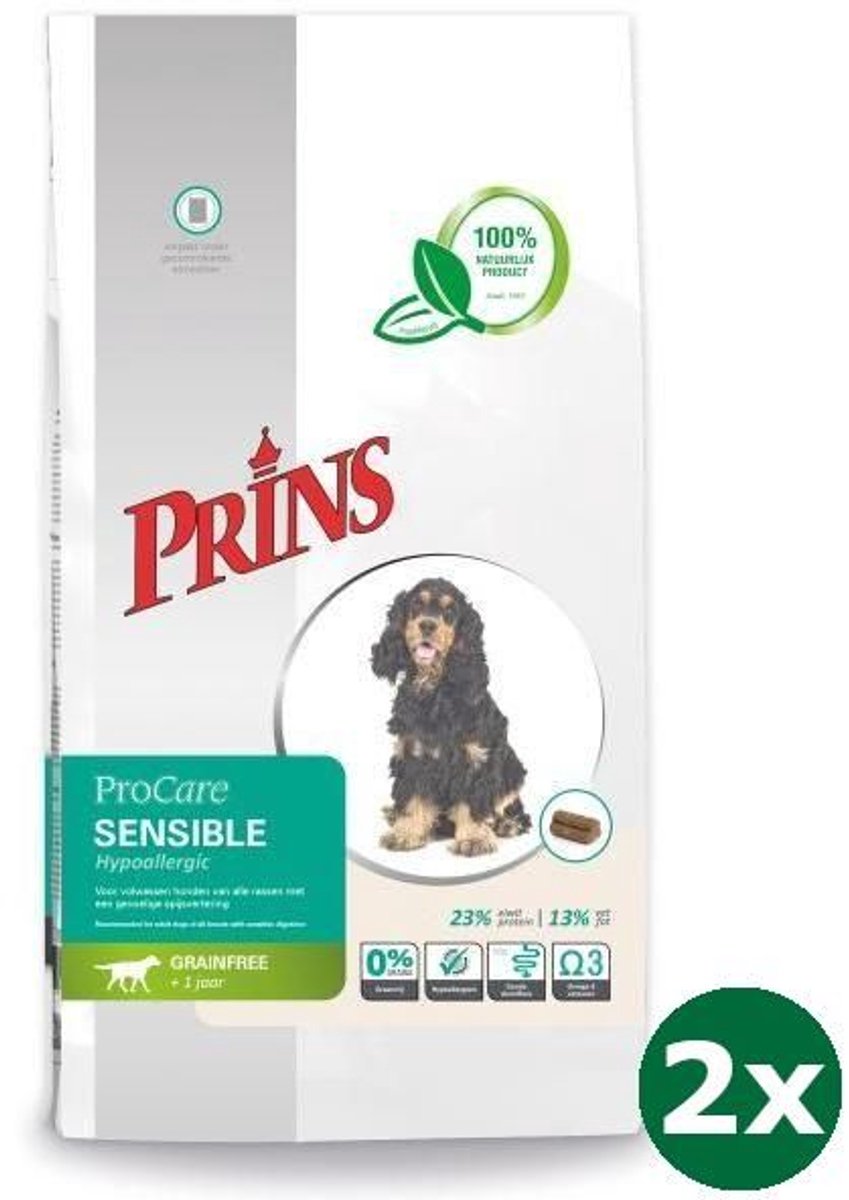 Prins 2x12 kg Prins procare graanvrij sensible hypoallergic hondenvoer