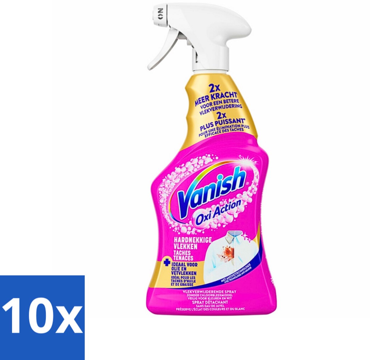 10 x Vanish - Vlekverwijderaar - Spray - Hardnekkige Vlekken - 500 ml - Vlekkenverwijderaar - Hardnekkige Vlekken - Vlekken Op Kleding - Vlekken Op Textiel - Vlekken Verwijderen