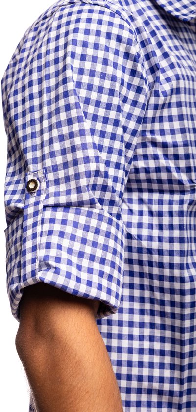 Samex® Oktoberfest Homme - Chemisier - Boutons Oktoberfest - Chemise tyrolienne - Lederhosen Homme - Blauw - Wit - Taille XS