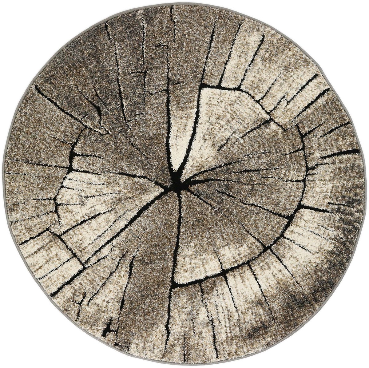 Boomstam Design Vloerkleed - Ibiza 605-95 Earth - Beige-Grijs-Ø 120 cm