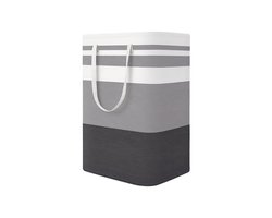 1 grote wasmand - waterdicht - opvouwbare hoge wasmand - met verlengde handgreep - voor kleding - slaapzaalspeelgoed en thuis-Grijsbruine strepen-40*30*60cm