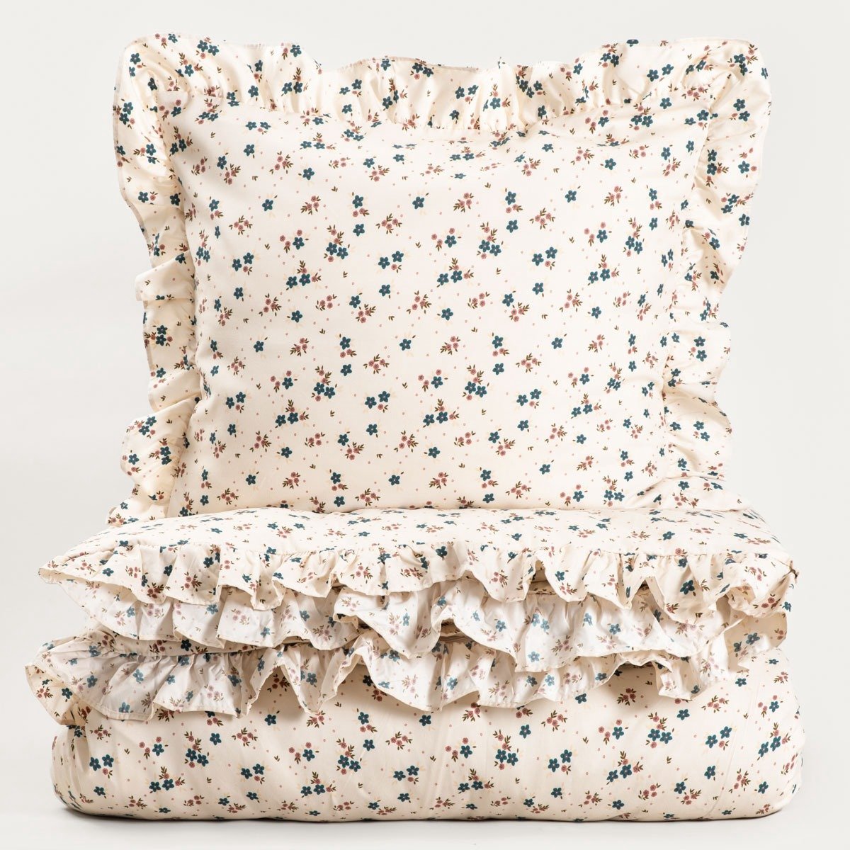HOMLA BEDDING - Beddengoed - Dekbedovertrek - CHEERFUL - 160x200 cm met Roesjes + 2x50x60 cm