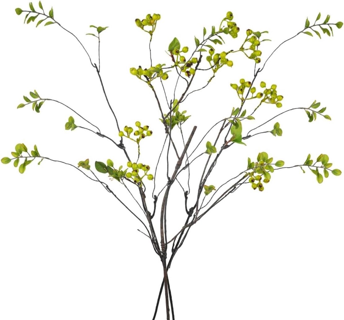 Allecto plus - Kunstplanten set - Decoratieve groene kunstplanten met eucalyptus en bessen - Voor vaas, tafeldecoratie, bruiloft, thuis en kantoor - 3 stuks.