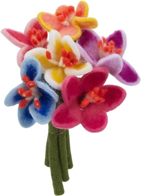 Allecto plus - Set van 6 vilten leliebloemen in 6 kleuren - Decoratief boeket met bloemornamenten - Herbruikbare kunstbloemen voor etherische oliën - Geschikt voor diverse toepassingen.