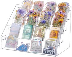 Allecto plus - Sticker Display Stand met 4 Tiers en 16 Zakken voor Kaarten en Stickers - Organizer Plank voor Brochures en Meer - Ideaal voor Evenementen en Beurzen