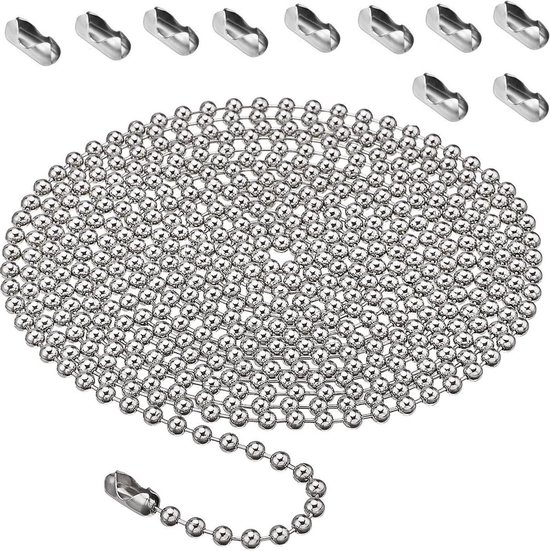 HOTUT 6 M Rolgordijnkoord met 10 stuks Rolgordijn Kettingconnectoren, 4,5 mm Rolgordijn Koord Connector Clips voor Gordijnen, Rol, Romeins, Jaloezieën