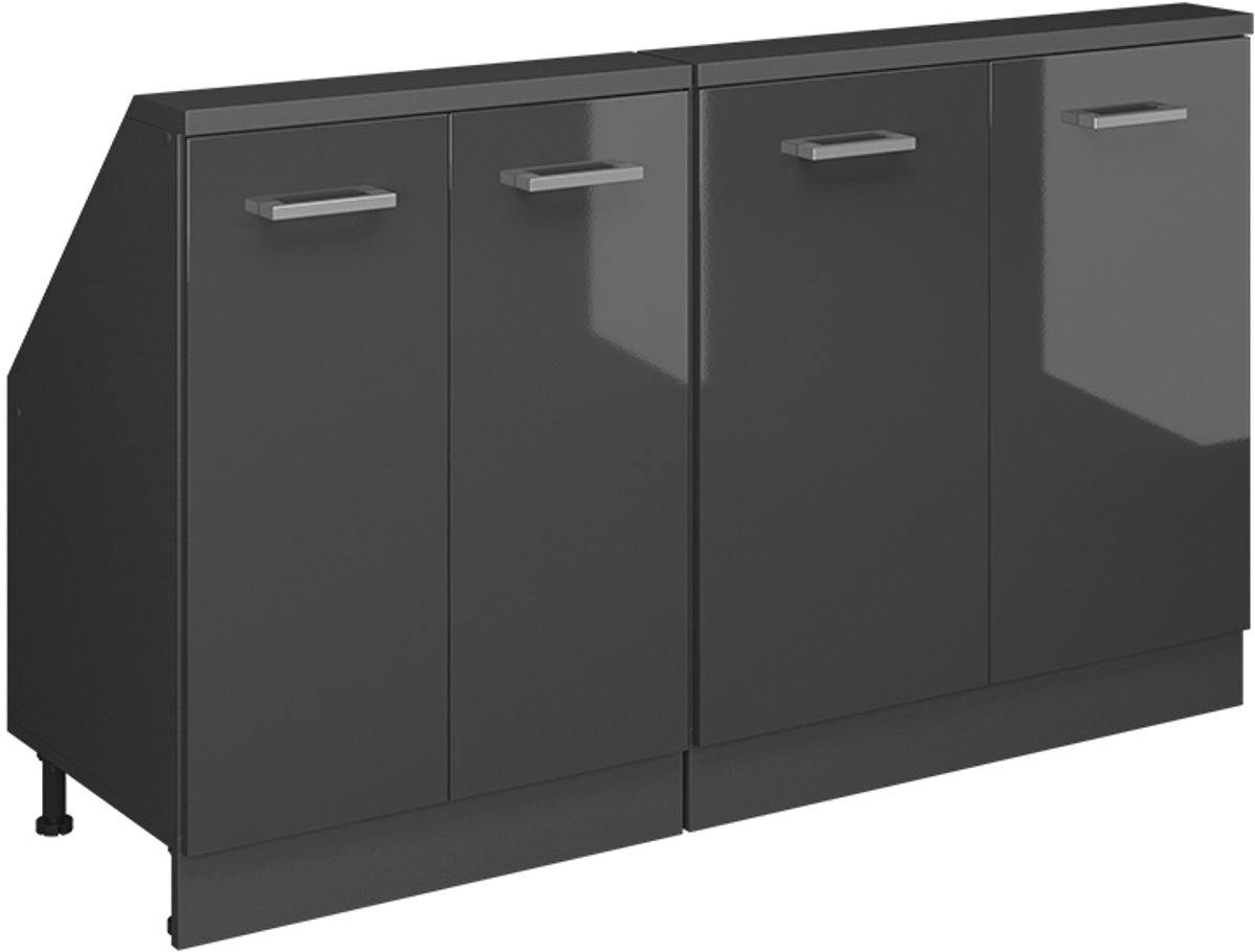 Vicco R-Line Keukenkast voor schuine wand – 140 cm Set van 2 Antraciet hoogglans/antraciet