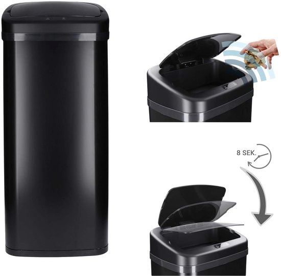 SR2X30 Sensor afvalbak Afvalbak 2 compartimenten 60l incl. binnenemmer Wielen Grijs