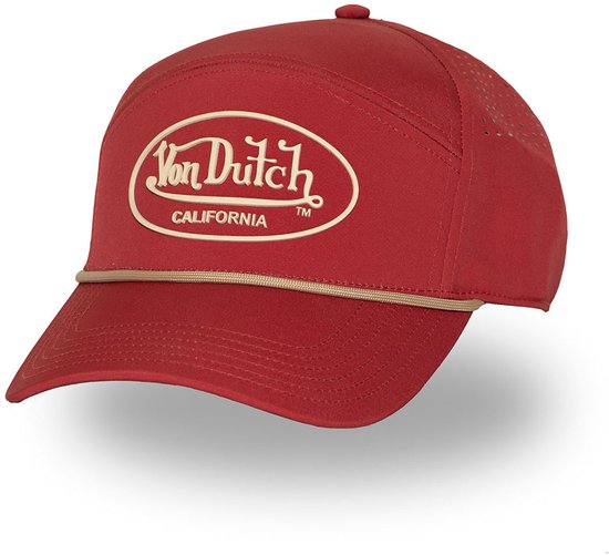 Von Dutch Honkbalpet voor volwassenen, voorzijde met borduurwerk, versleten look, retro schedel, wit, oranje en blauw, Eén maat