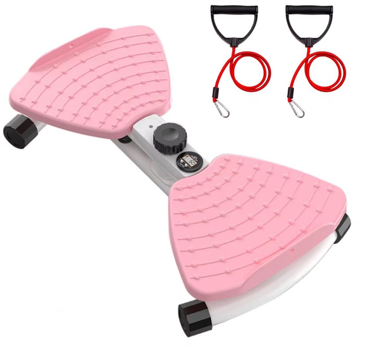 Taille Twister Fitness Schijf met Trekkoorden – Buikspiertrainer & Draaibord voor Buikspieroefeningen & Afvallen – 360° Rotatie Oefenbord voor Home Gym – Tot 136 kg Belastbaar- ROZE