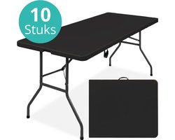 ADSafety Inklapbare Tafel - 10 Stuks - Campingtafel - Klaptafel - Vouwtafel Buiten - Tuintafel - 180 x 74 x 74 cm - Zwart