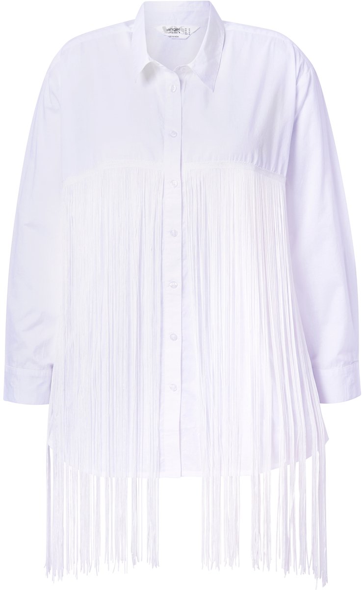 Angel of Style - Dames - Blouse straight fit lange franjes - Sneeuwwit - Maat 48