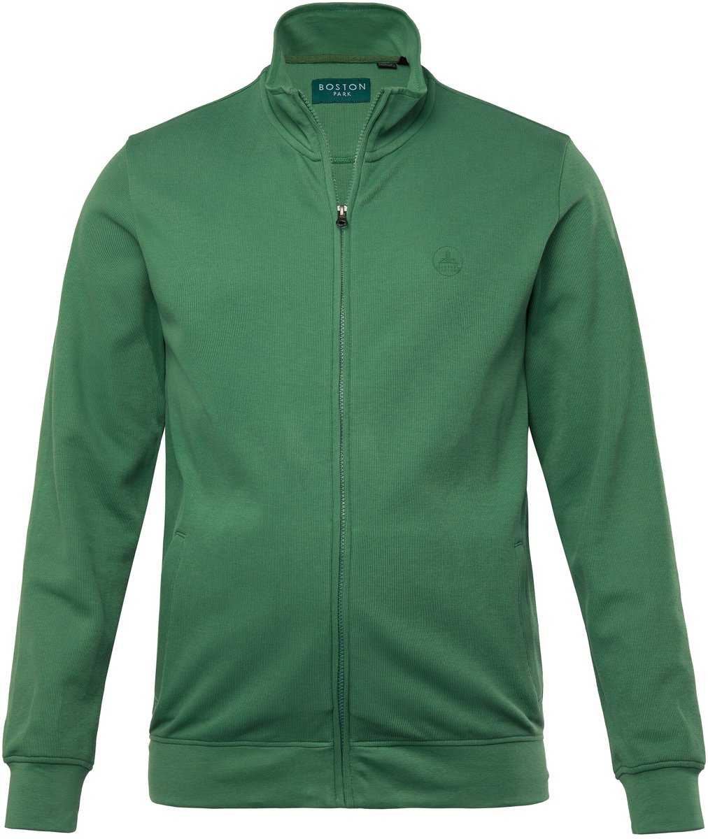 Boston Park - Heren - Sweatvest rib-sweatstof opstaande kraag - Mineraalgroen - Maat 52+