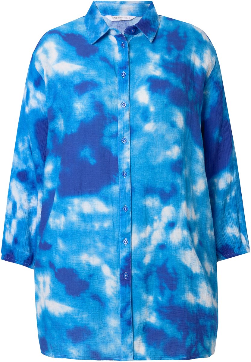 Angel of Style - Dames - Mousseline overhemdblouse batikpatroon - Titan blue - Maat 50