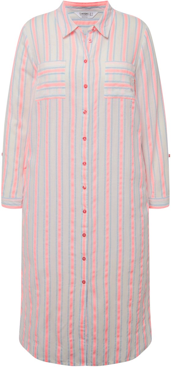 Angel of Style - Dames - Blouseachtige midi-jurk strepen overhemdkraag - Roze - Maat 48