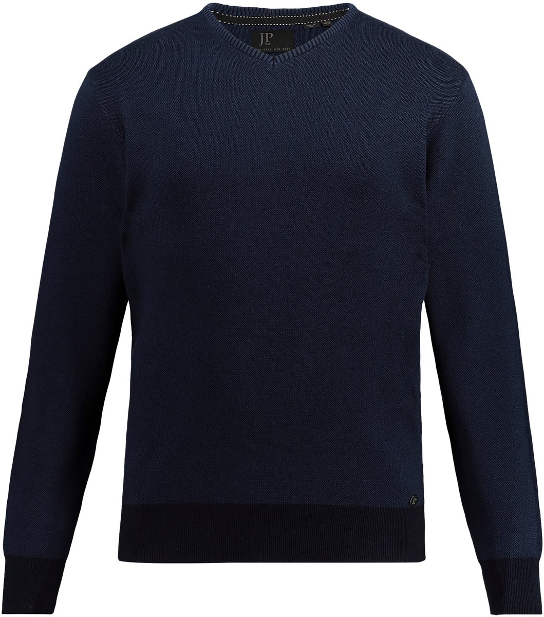 JP 1880 - Heren - Trui CashmereTouch fijn breisel V-hals - Navy blauw - Maat 8XL