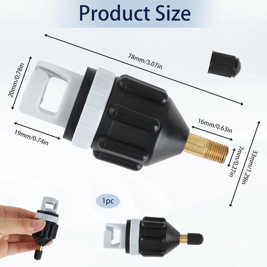 Koperen Adapter 7mm voor Elektrische Luchtpomp - Geschikt voor Kajak, SUP en Opblaasbare Boten van Merkloos — afbeelding 2
