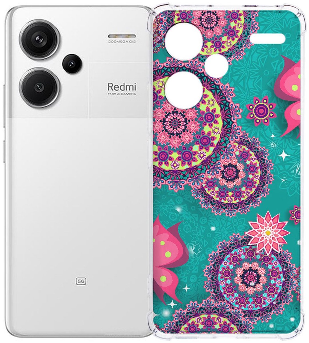 Xiaomi Redmi 13 Pro Plus Hoesje - Cirkels en Vlinders TPU Antishock