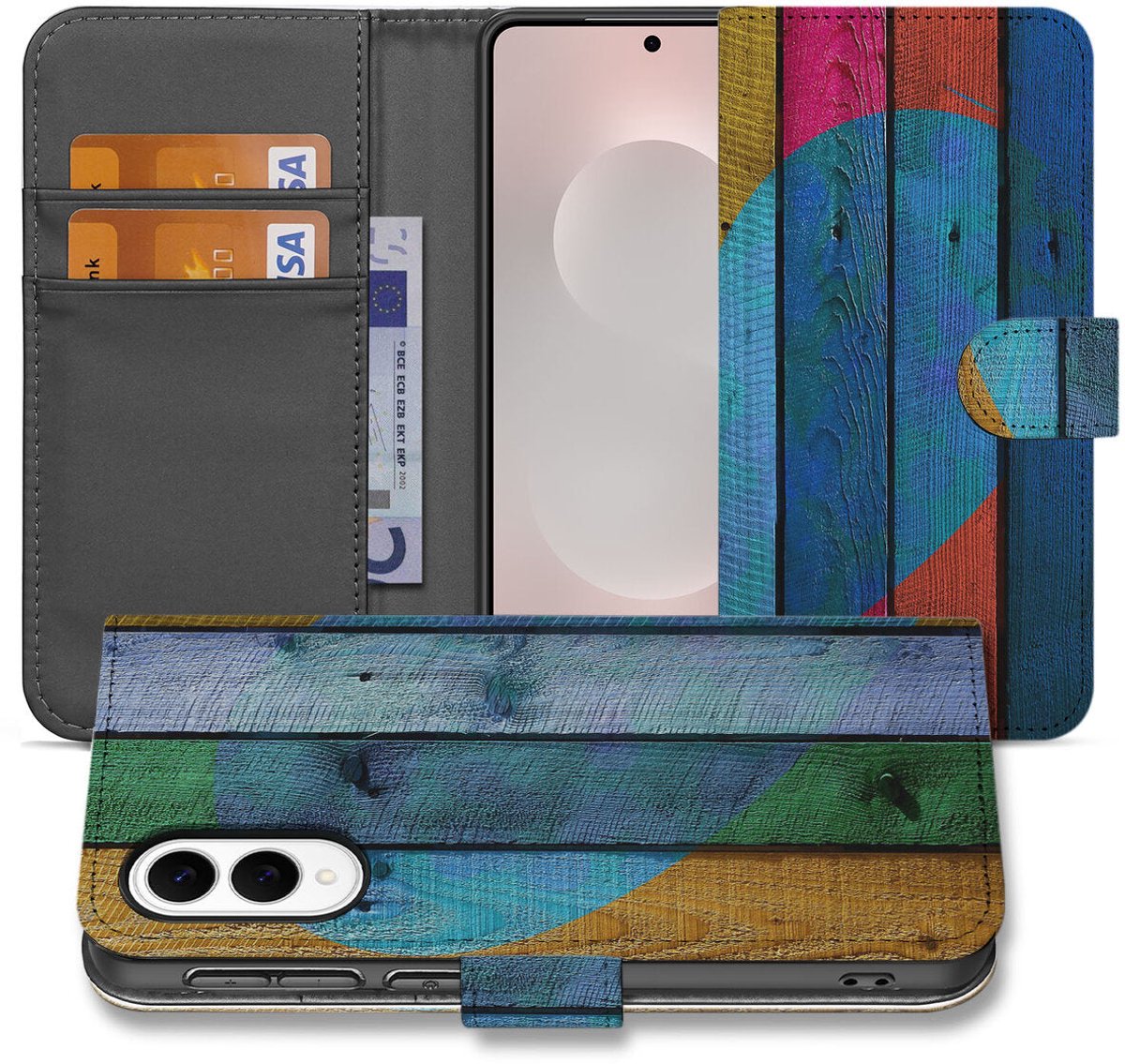 Samsung Galaxy S25 Edge Book Style Case Wood Heart - Cadeau voor je Vriend
